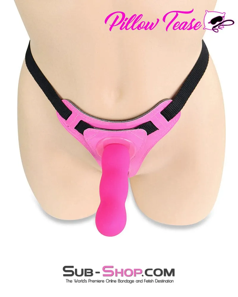 1413DL      Pink Power Play Strap On Dildo Harness with Silicone Ripple Dildo