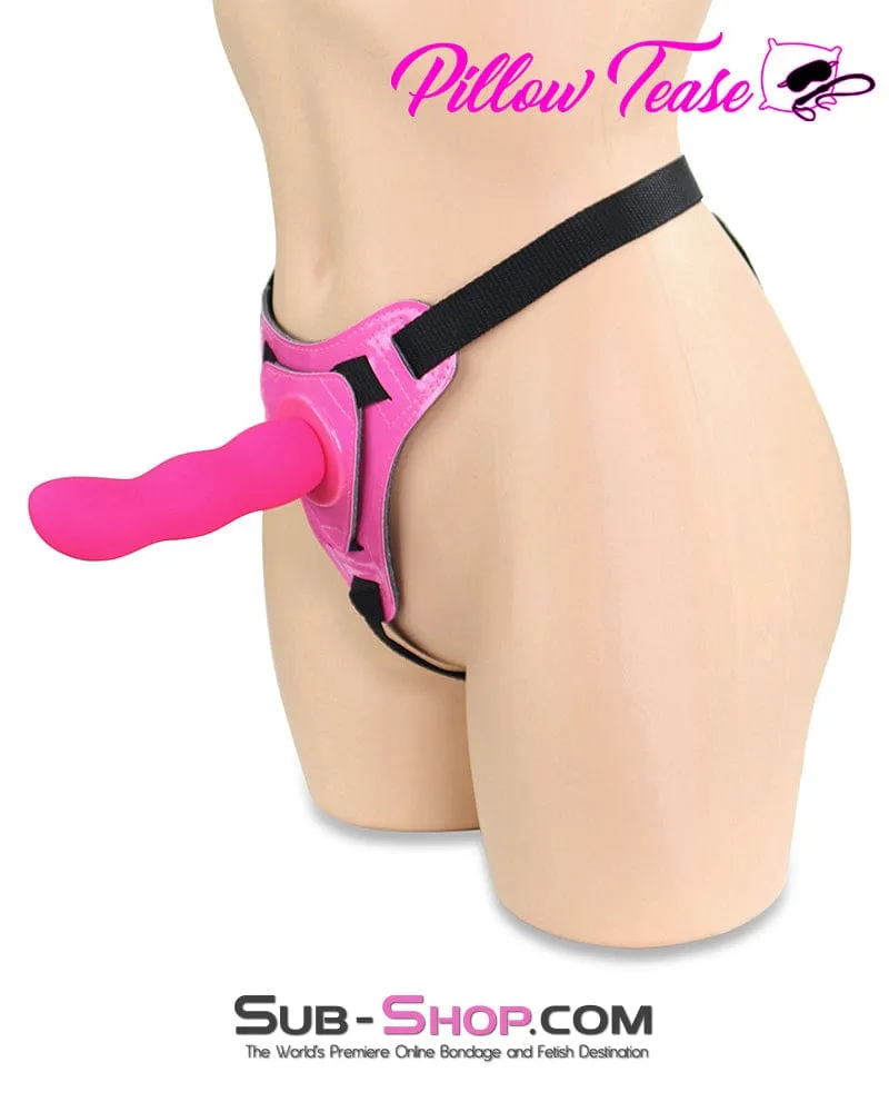 1413DL      Pink Power Play Strap On Dildo Harness with Silicone Ripple Dildo