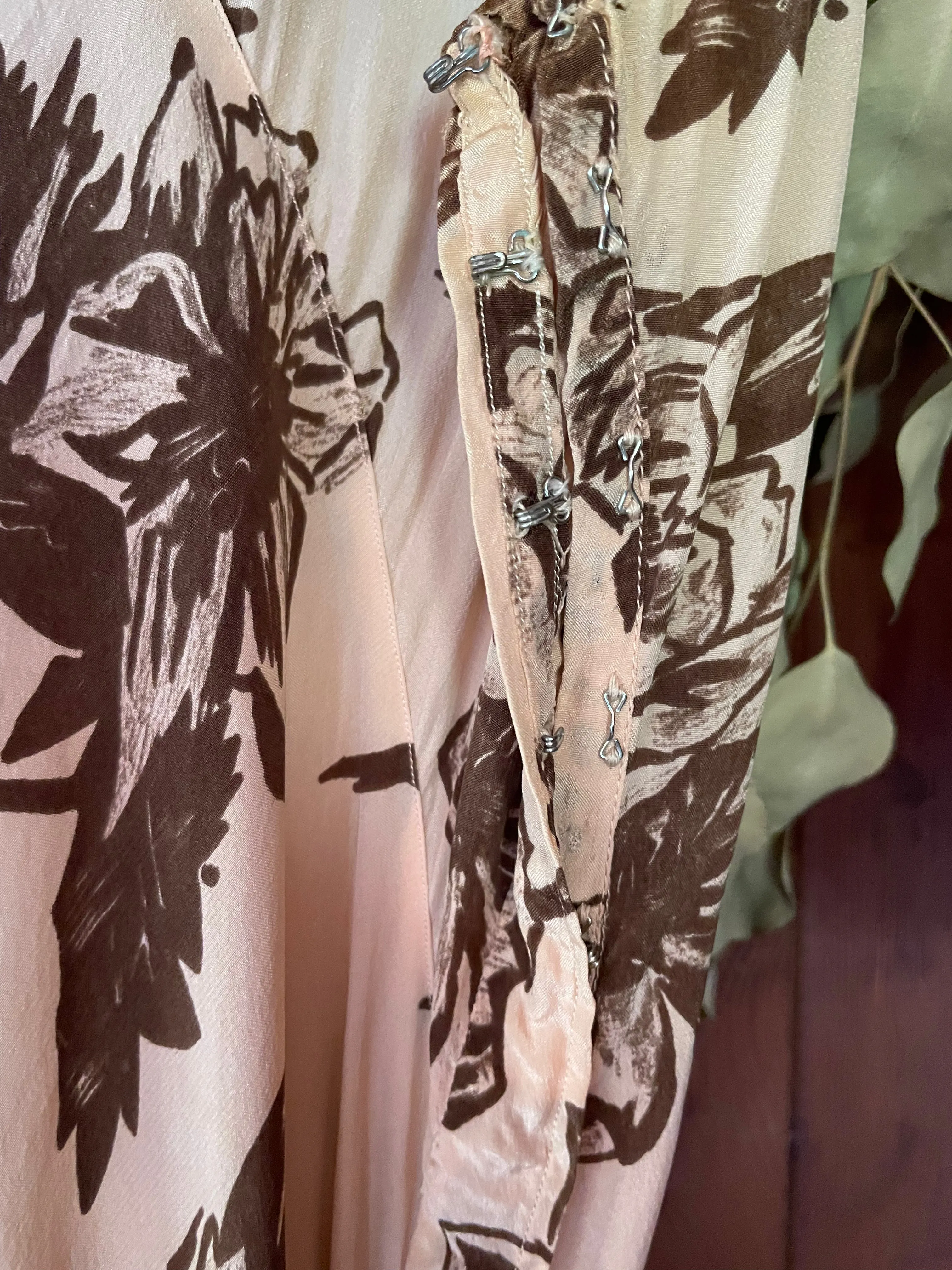 1930s Autumnal Tiered Silk Dress