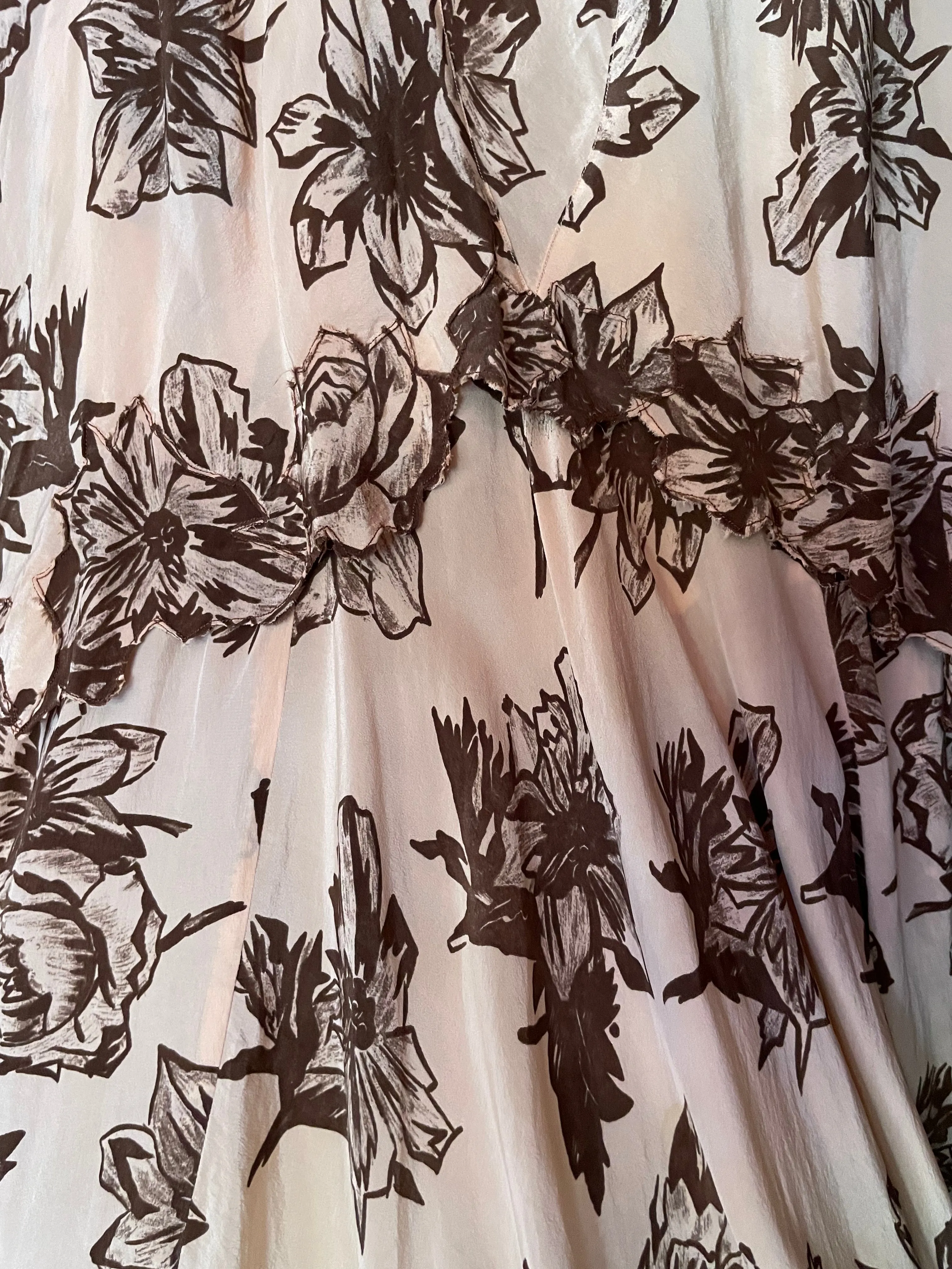 1930s Autumnal Tiered Silk Dress
