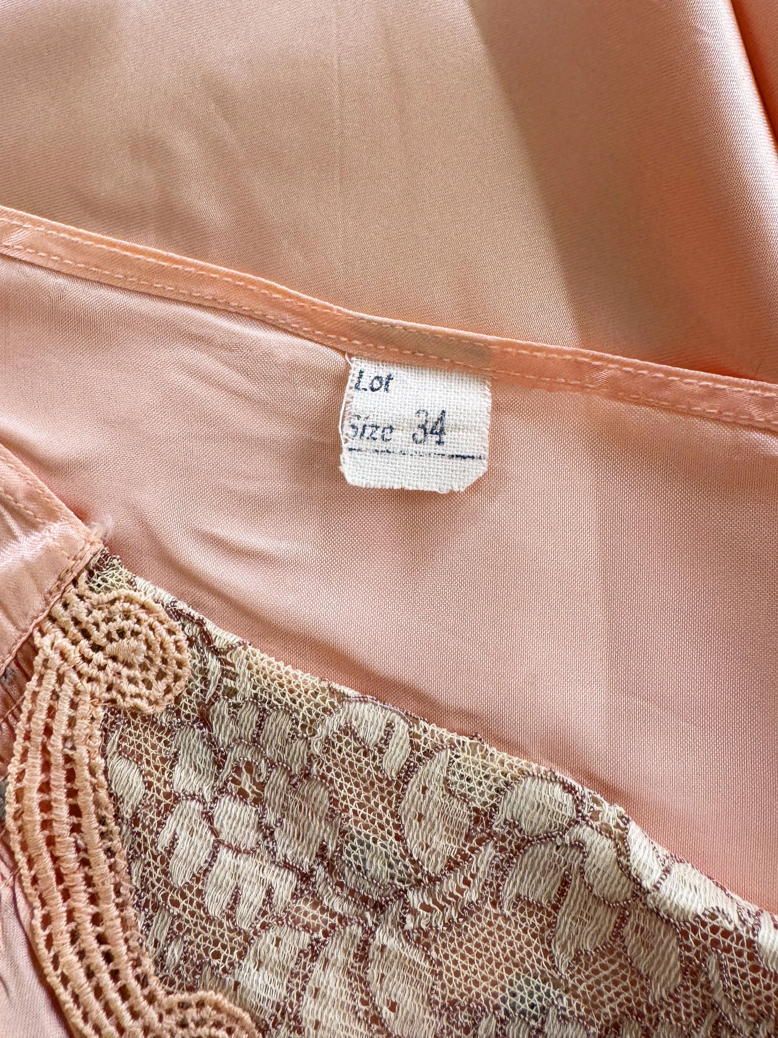 1930s Embroidered Satin Slip Dress