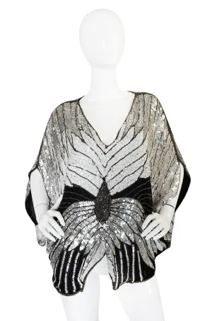 1970s Elaborate Heavily Sequin Butterfly Top Or Cape