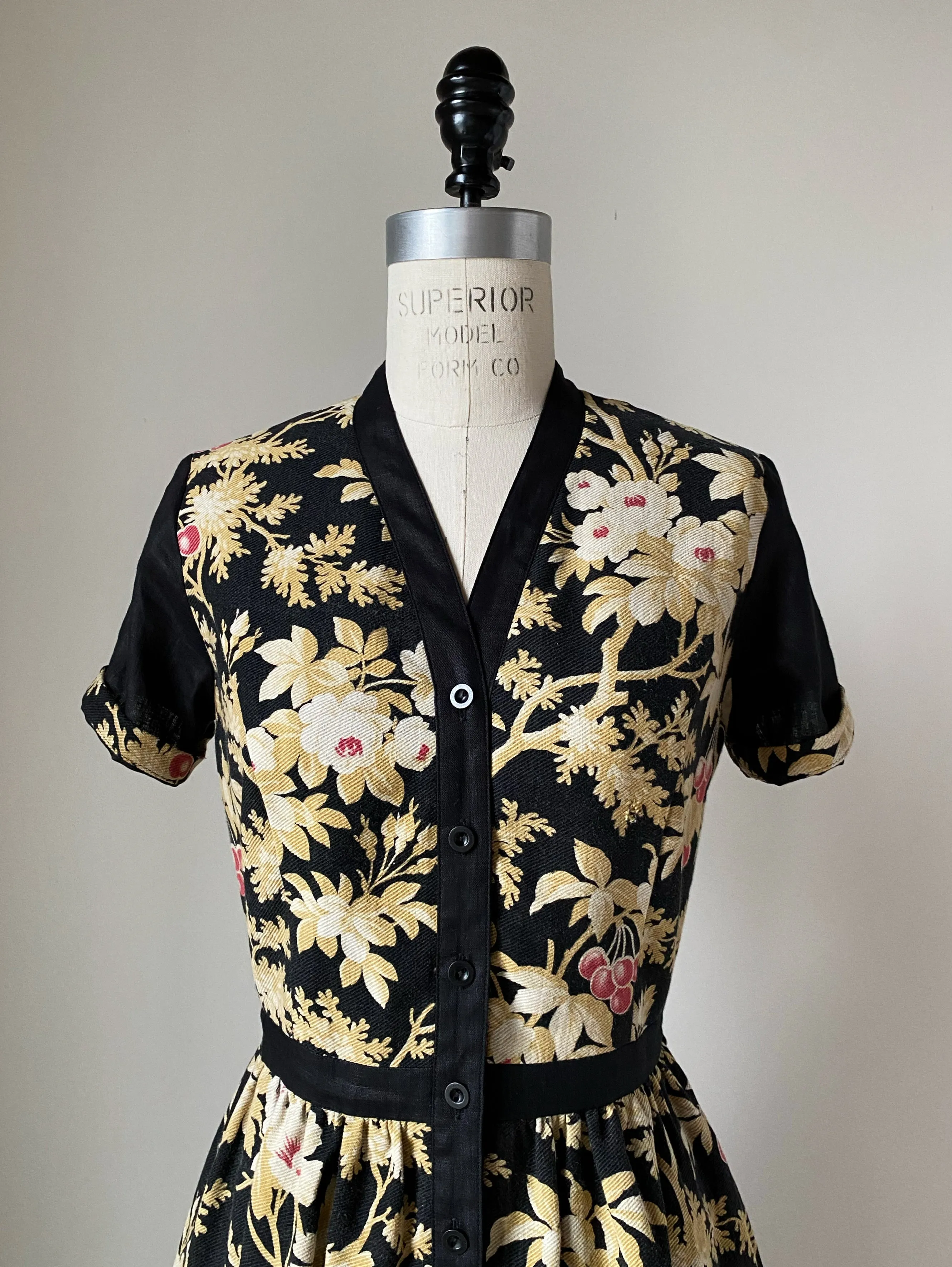 19th century cherry tree patched tiered dress xs,s