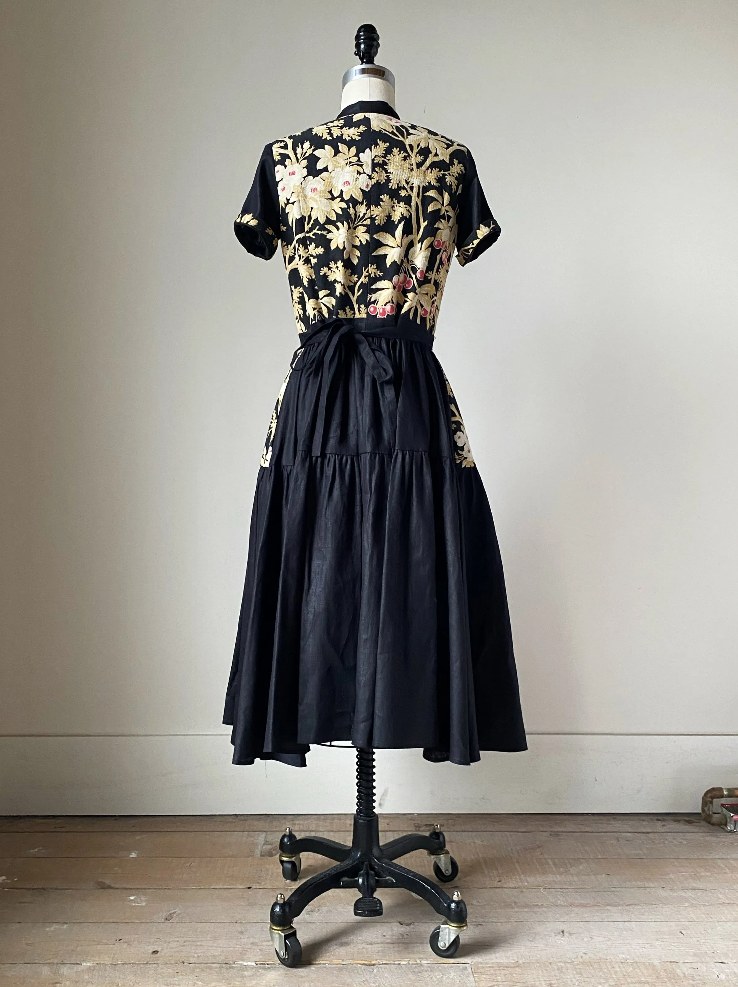 19th century cherry tree patched tiered dress xs,s