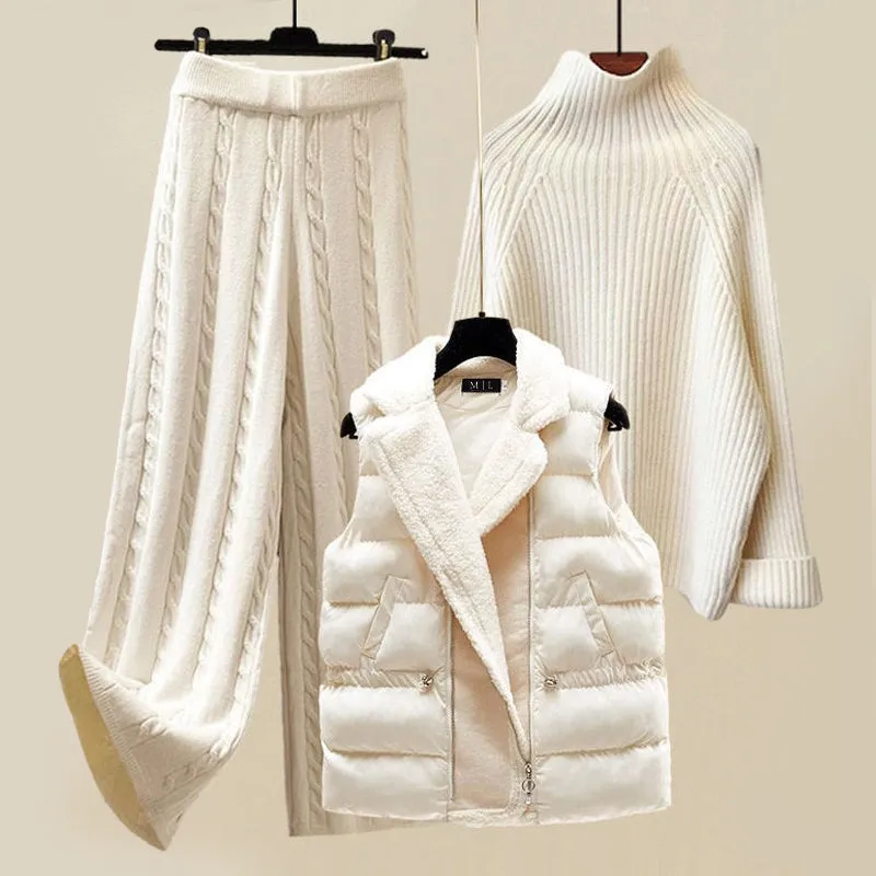 3-Piece Winter Set – Knitted Pants & Vest – Cozy Casual Look
