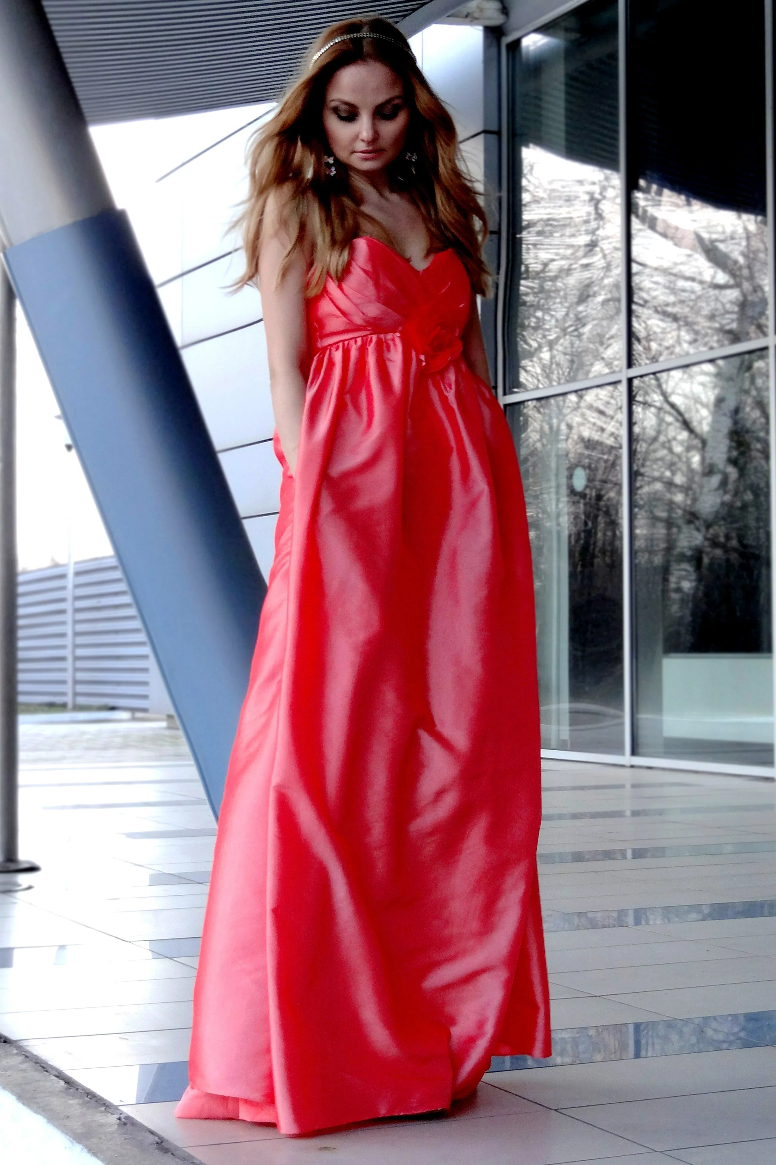 A-line Sweetheart Floor Length Charmuse Sleeveless Backless Prom Dress