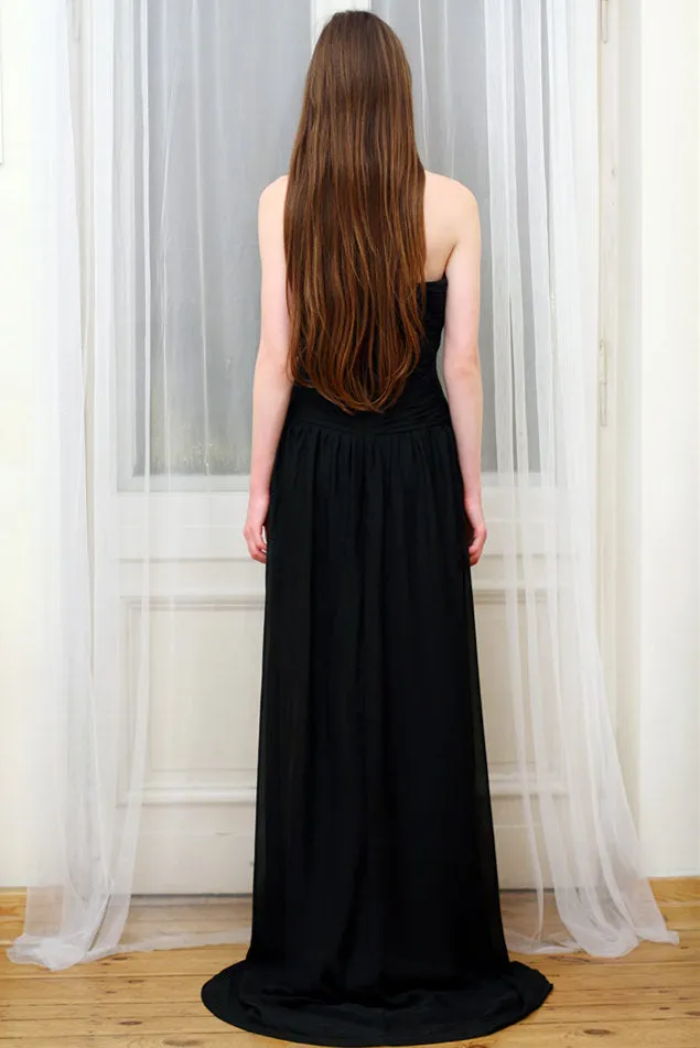 A-line Sweetheart Floor Length Chiffon Front Slit Prom Dress