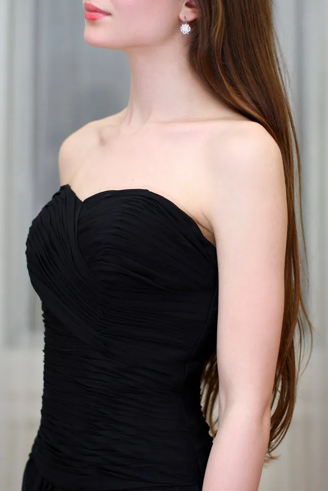 A-line Sweetheart Floor Length Chiffon Front Slit Prom Dress