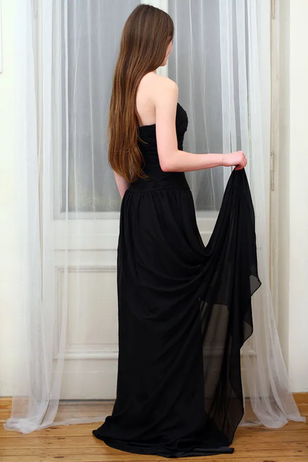 A-line Sweetheart Floor Length Chiffon Front Slit Prom Dress