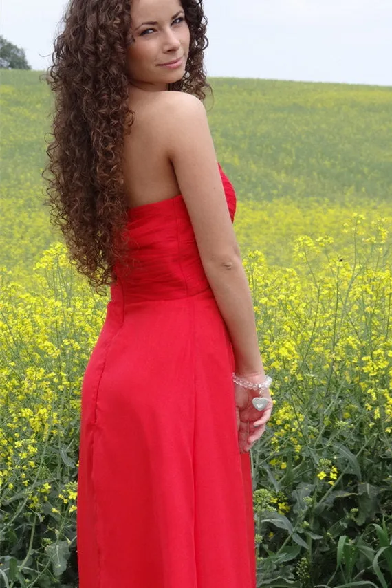 A-line Sweetheart Floor Length Chiffon Handmade Flower Prom Dress