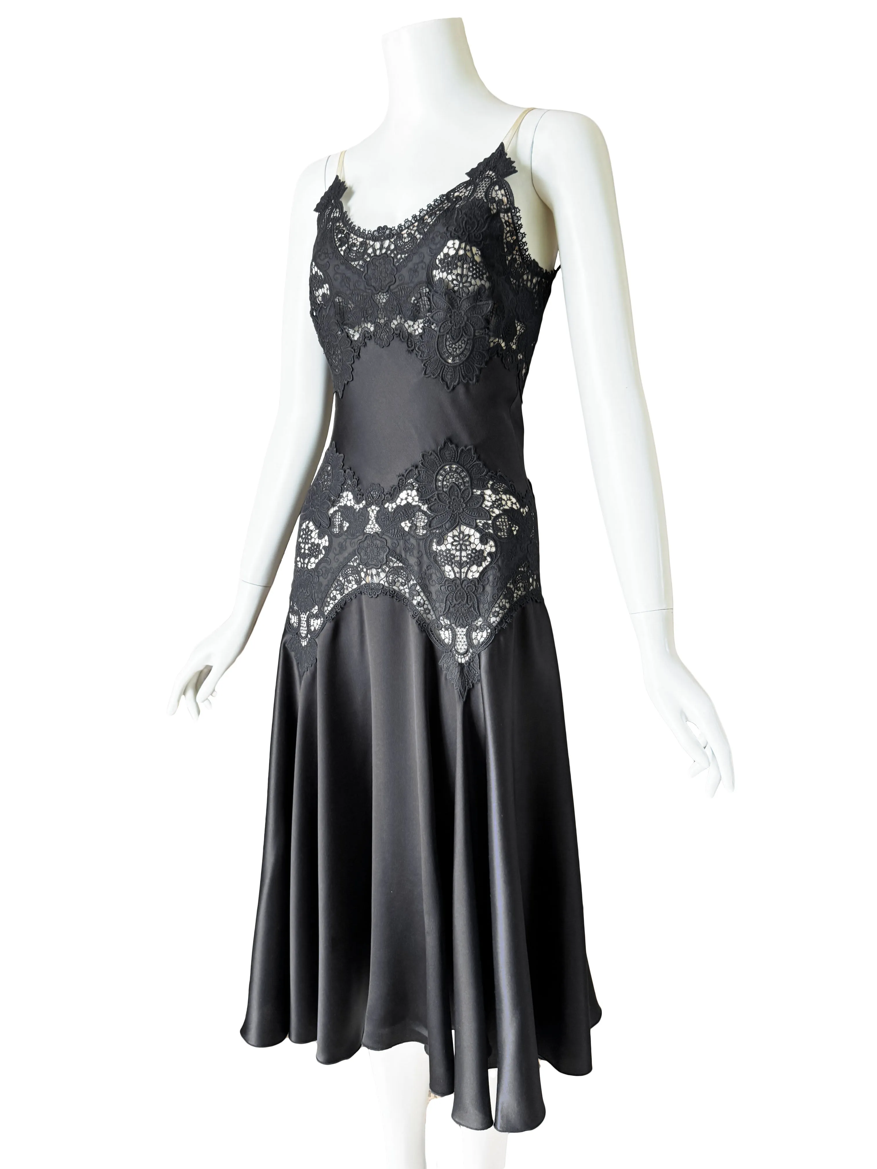 Alexander McQueen 2005 Black Guipure Lace & Silk Dress