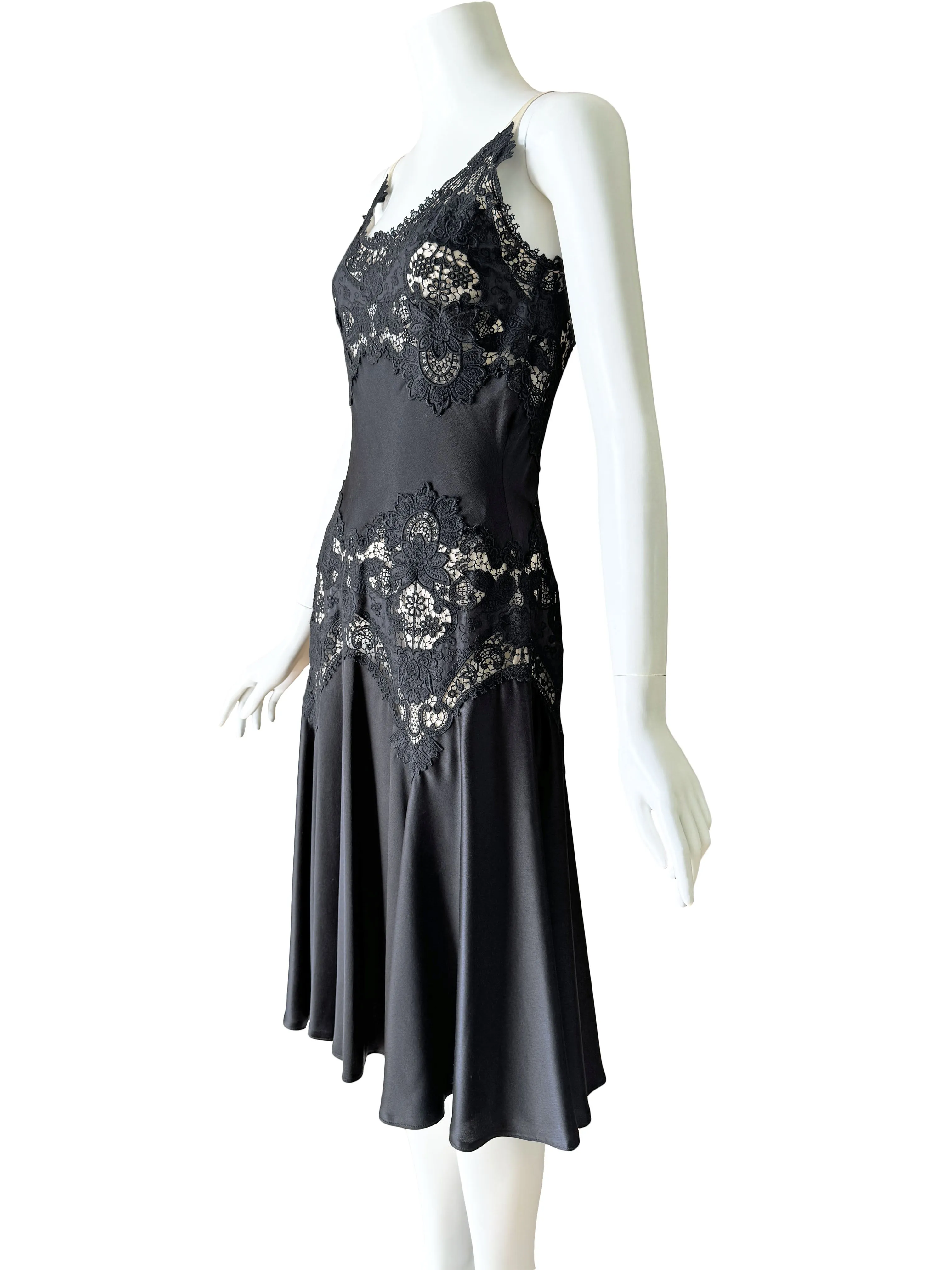 Alexander McQueen 2005 Black Guipure Lace & Silk Dress