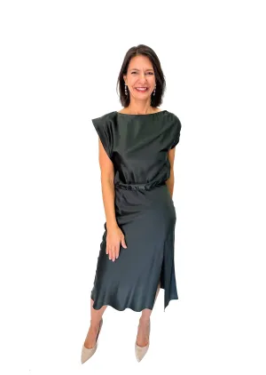 Amanda Uprichard Elroy Silk Dress - Black Forest