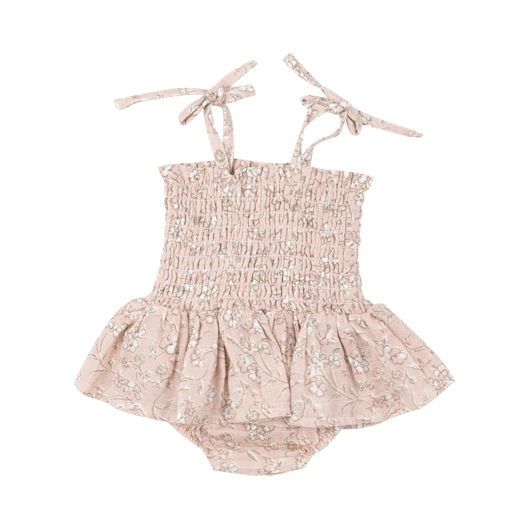 ANGEL DEAR- SMOCKED BUBBLE W/ SKIRT - BABY'S BREATH FLORAL