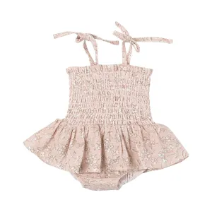 ANGEL DEAR- SMOCKED BUBBLE W/ SKIRT - BABY'S BREATH FLORAL