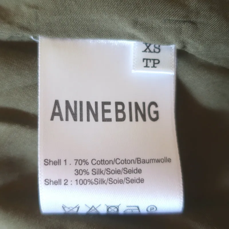 Anine Bing T-Back Mini Slip Dress Army Green Cotton-Silk Size Extra Small