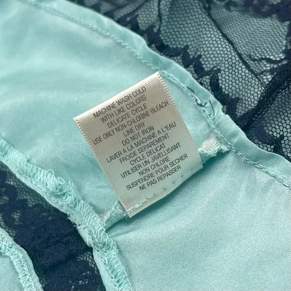 Anthropologie l S Eloise Retro Pinup Robin Blue Silk Lace Ruffle Hem Half Slip