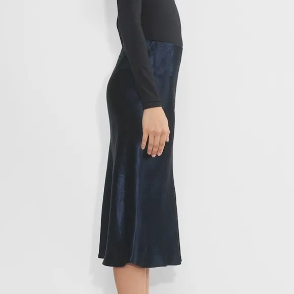 Aritzia Babaton color Admiral Slip Satin Midi Skirt