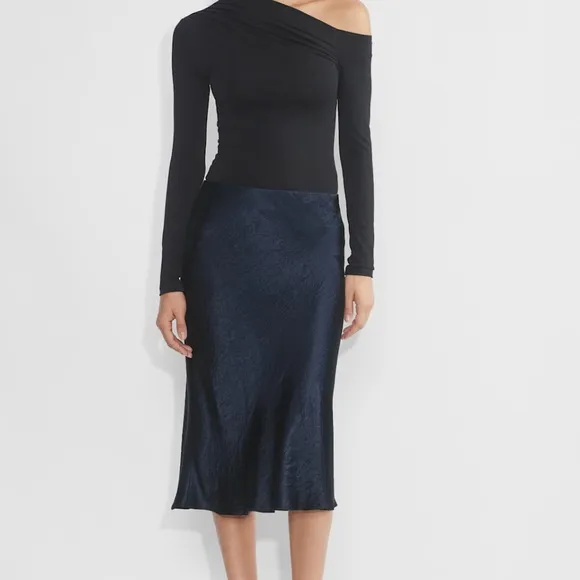 Aritzia Babaton color Admiral Slip Satin Midi Skirt