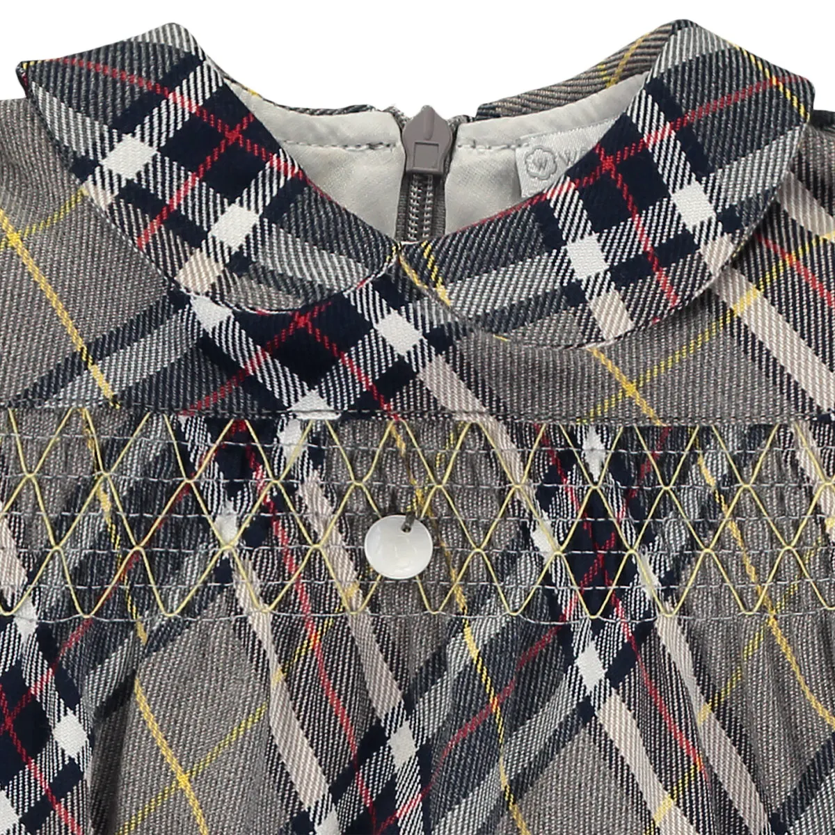 Baby Girl Grey and Blue Tartan Check Dress