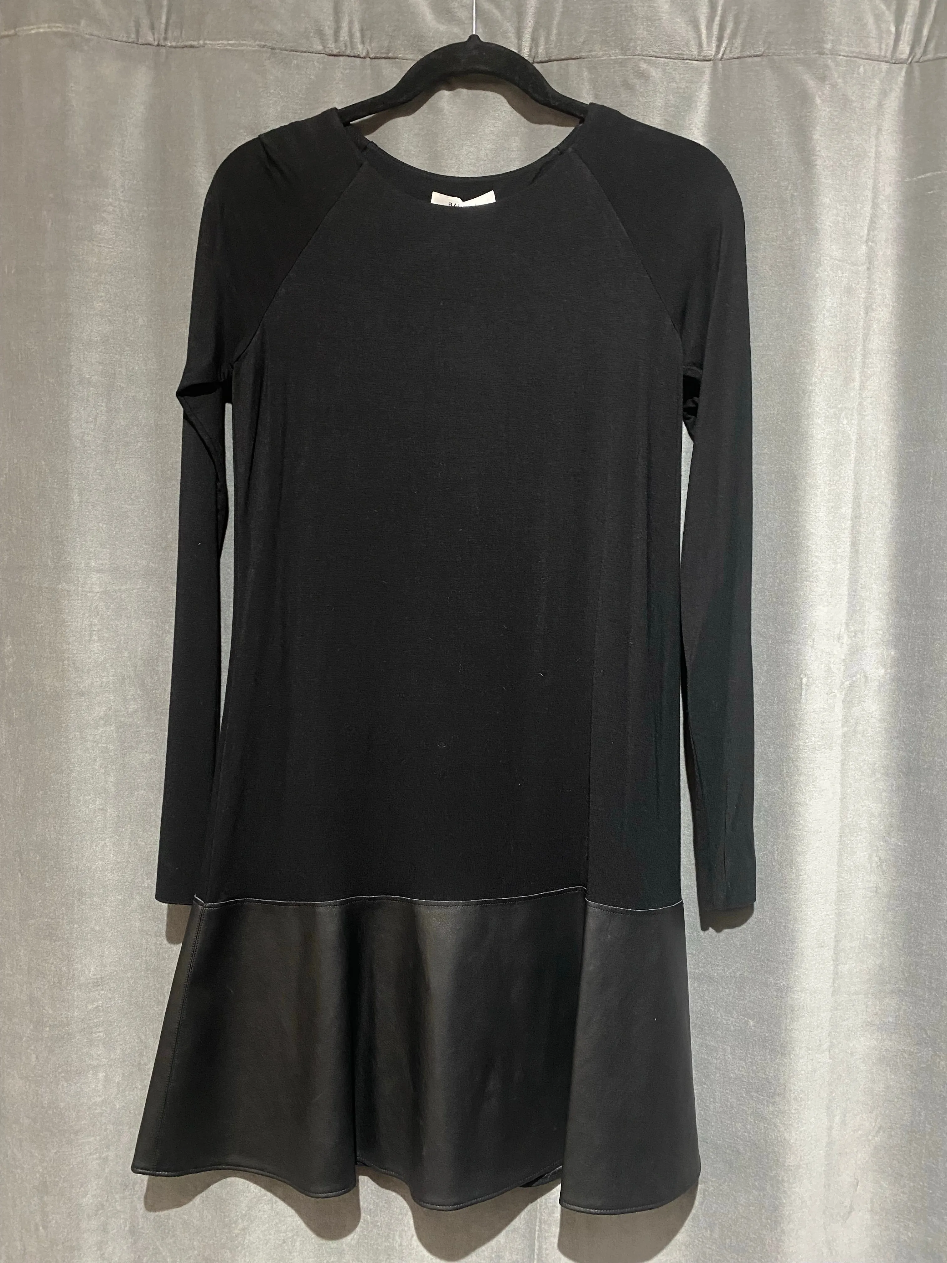 Bailey 44 Long Sleeve Cotton Stretch Dress with Leather Bottom