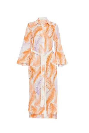 Beaded Shirt Dress in Lilac and Orange Palm
