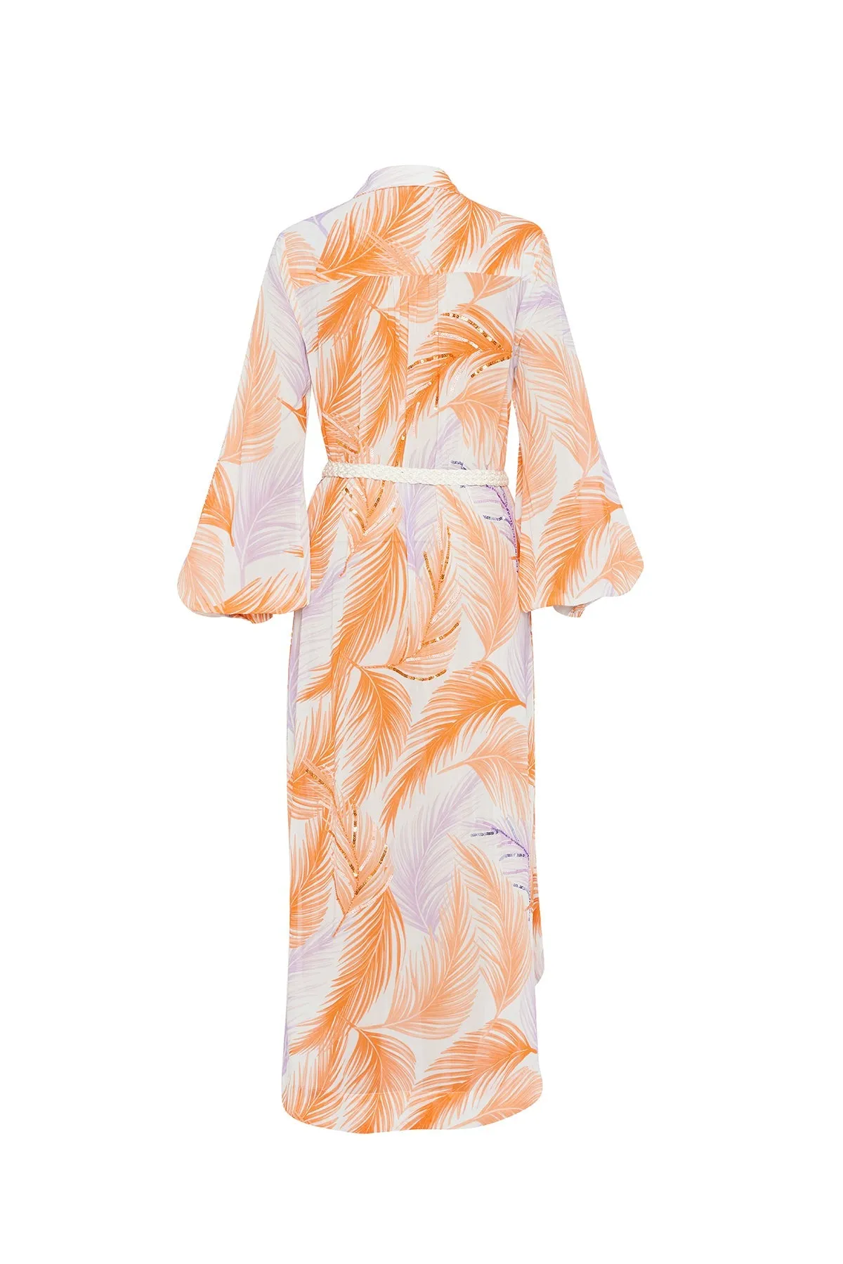 Beaded Shirt Dress in Lilac and Orange Palm