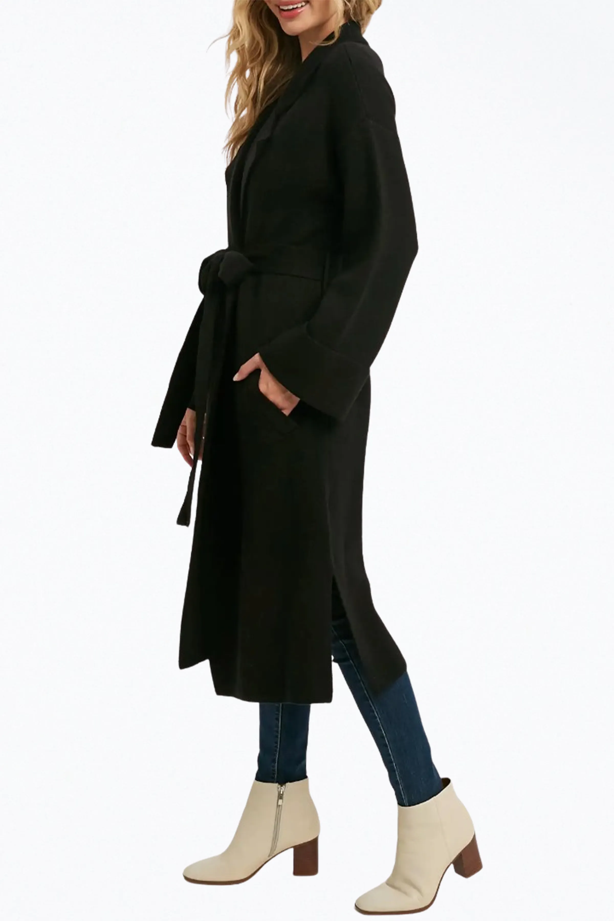 BELTED KNIT CARDIGAN