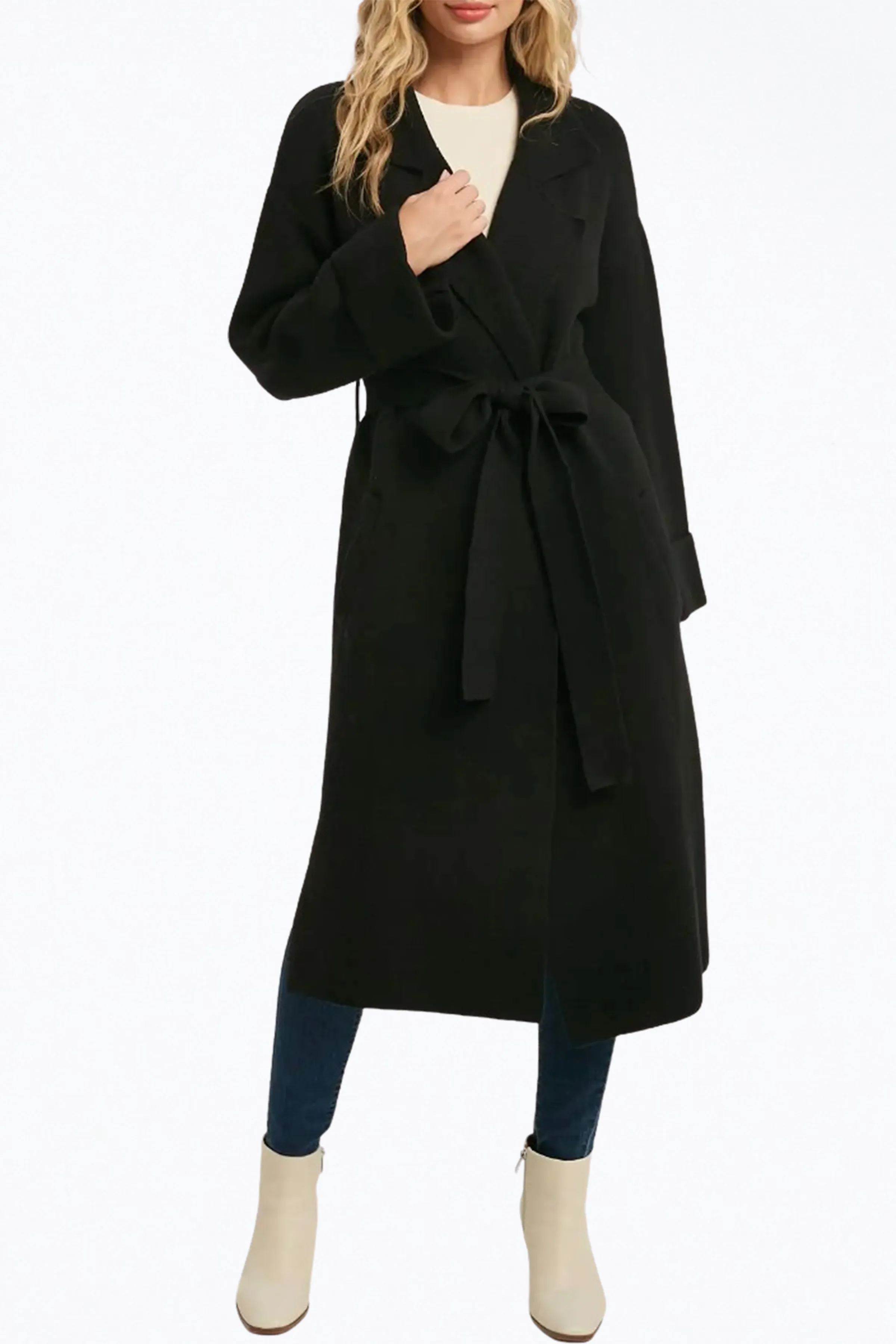 BELTED KNIT CARDIGAN