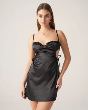 Bettydress-Black Cut-out Slip Mini Dress