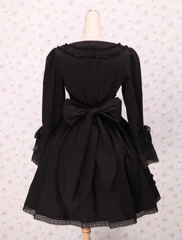 Black Bows Lace Cotton Classic Lolita Dress