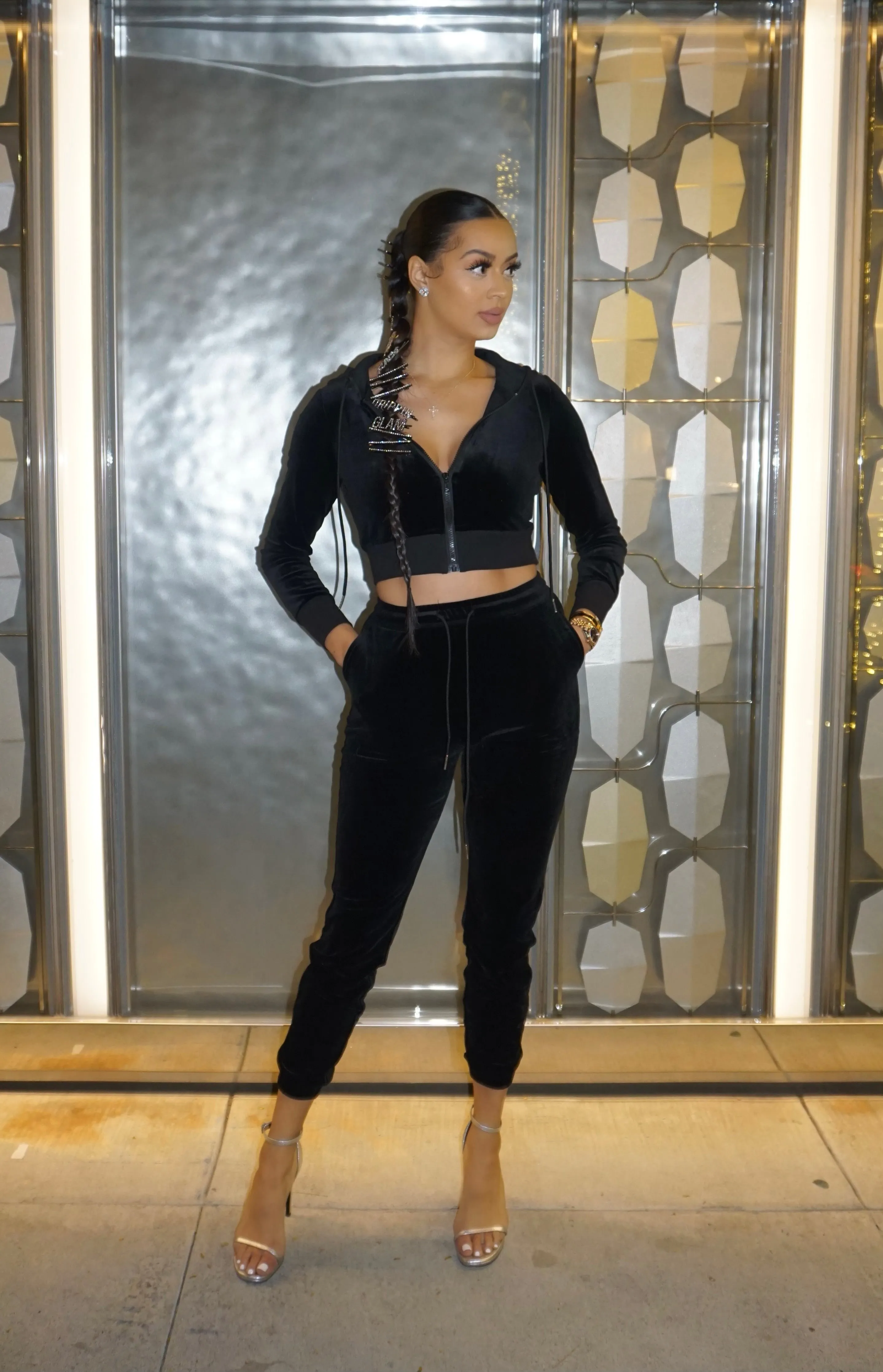 Black Crop Sweatsuit w/ Shorts