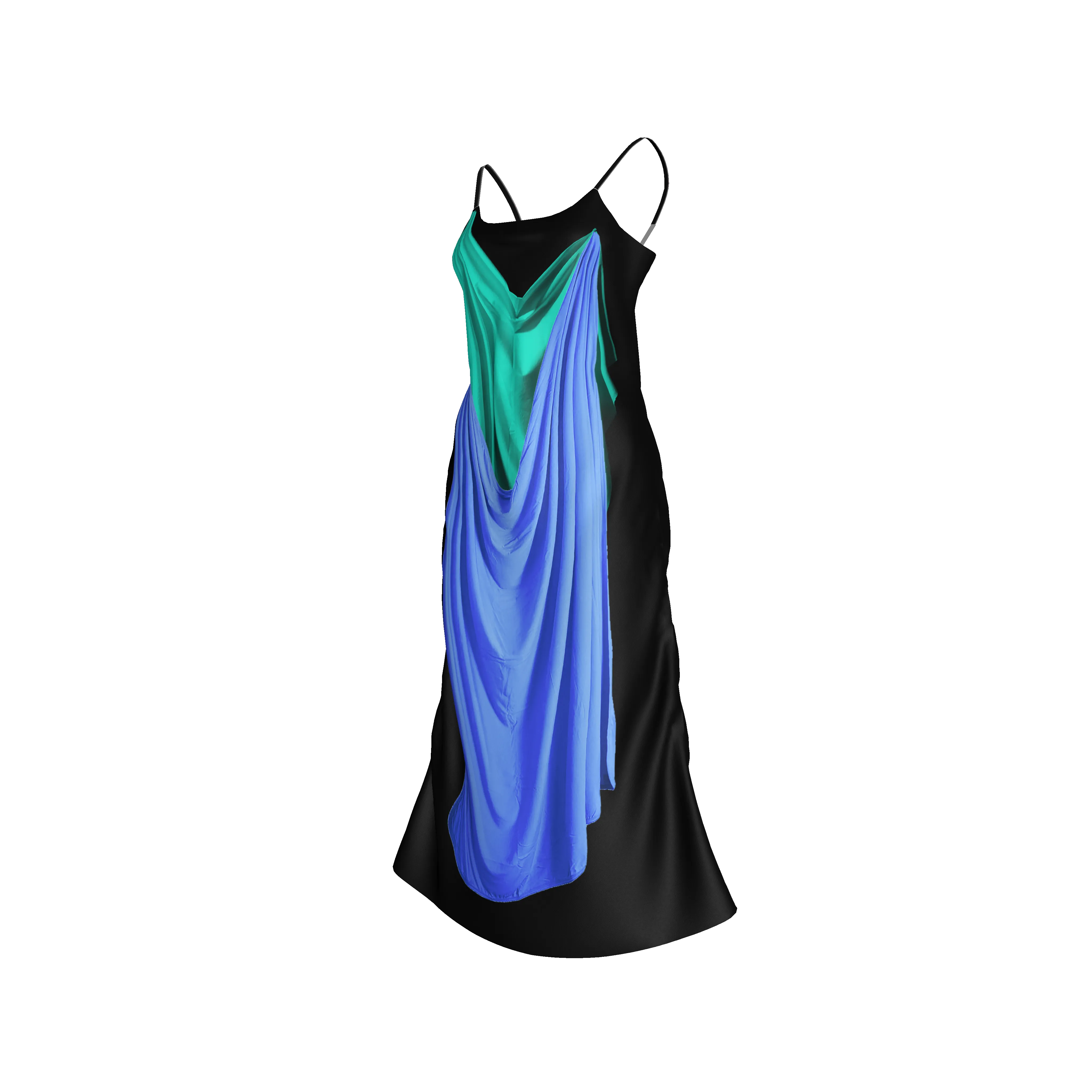 Black Double Drape Slip Dress