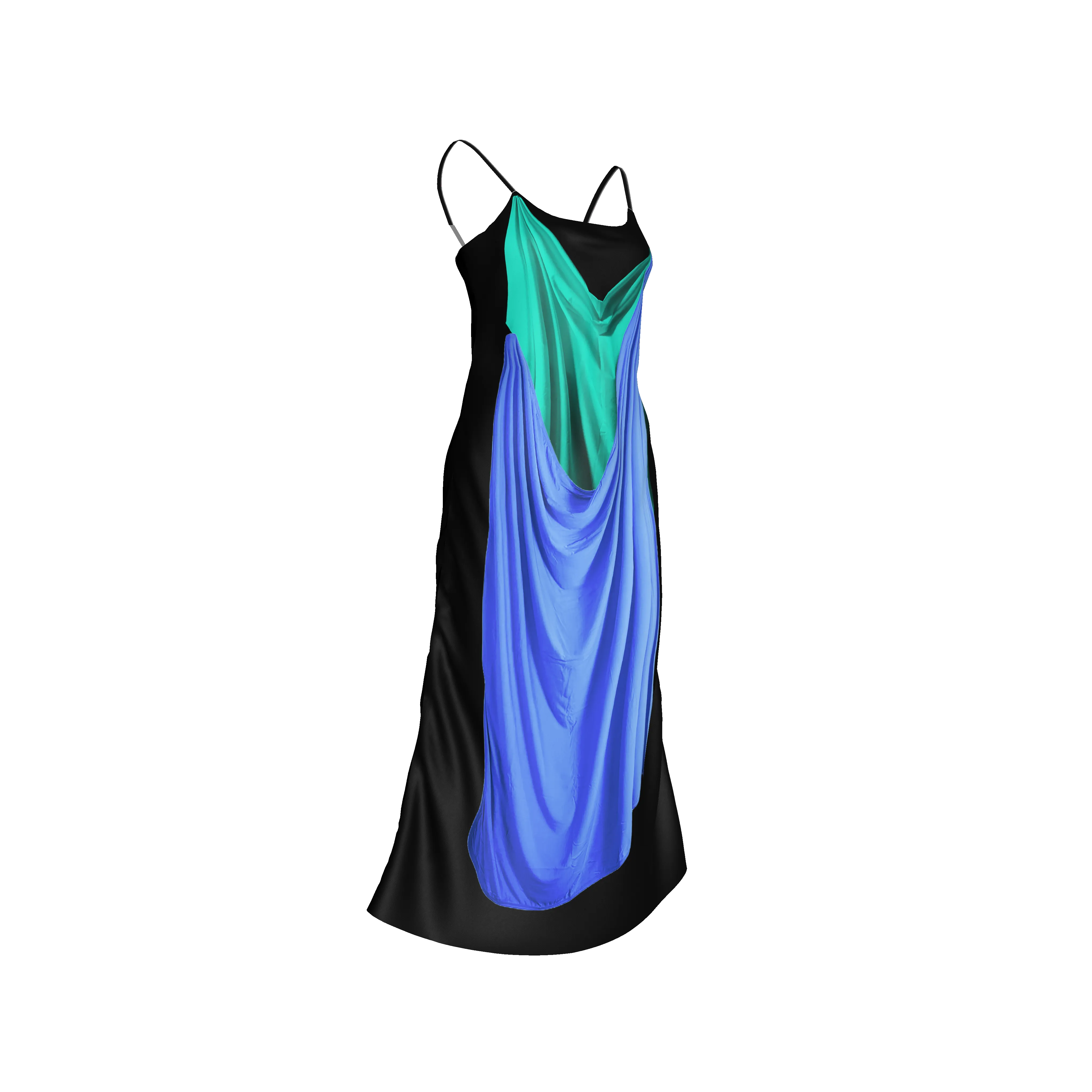 Black Double Drape Slip Dress