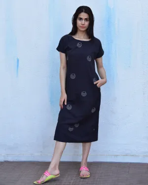 Black Moon Blockprinted Cotton Dress
