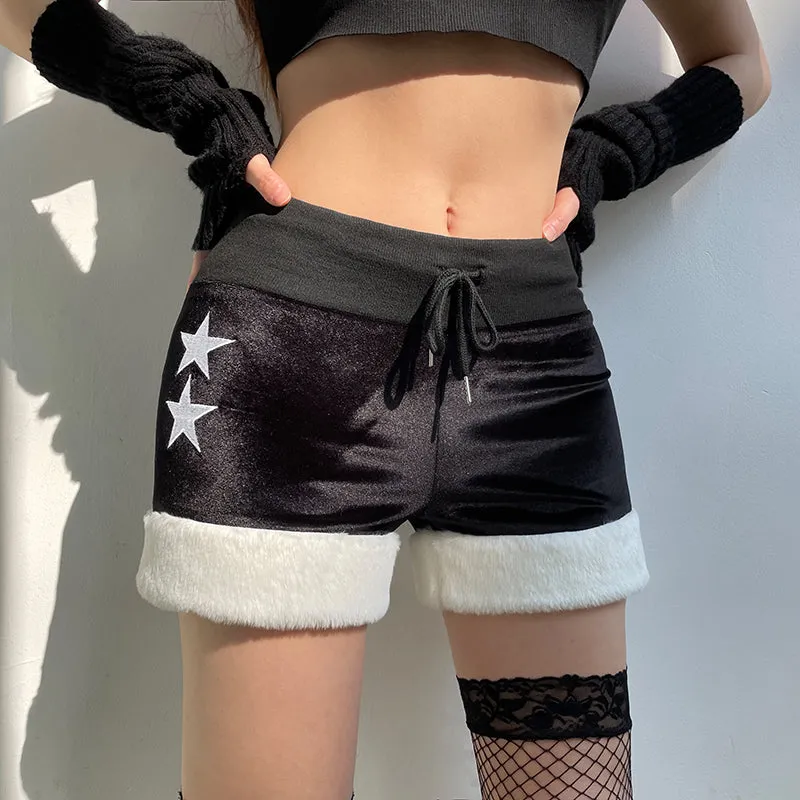 Black Plush Shorts  UB96063