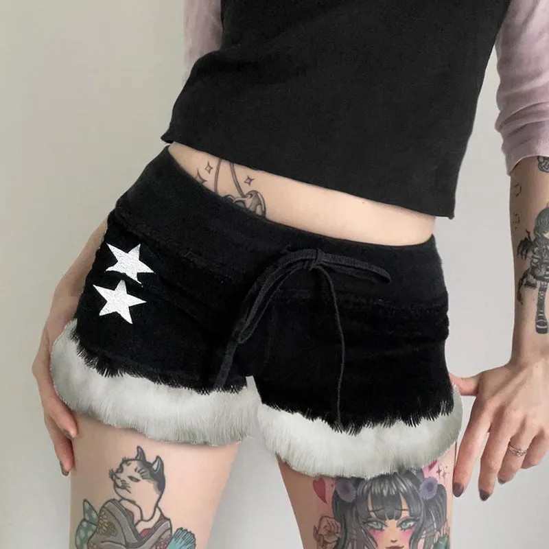 Black Plush Shorts  UB96063