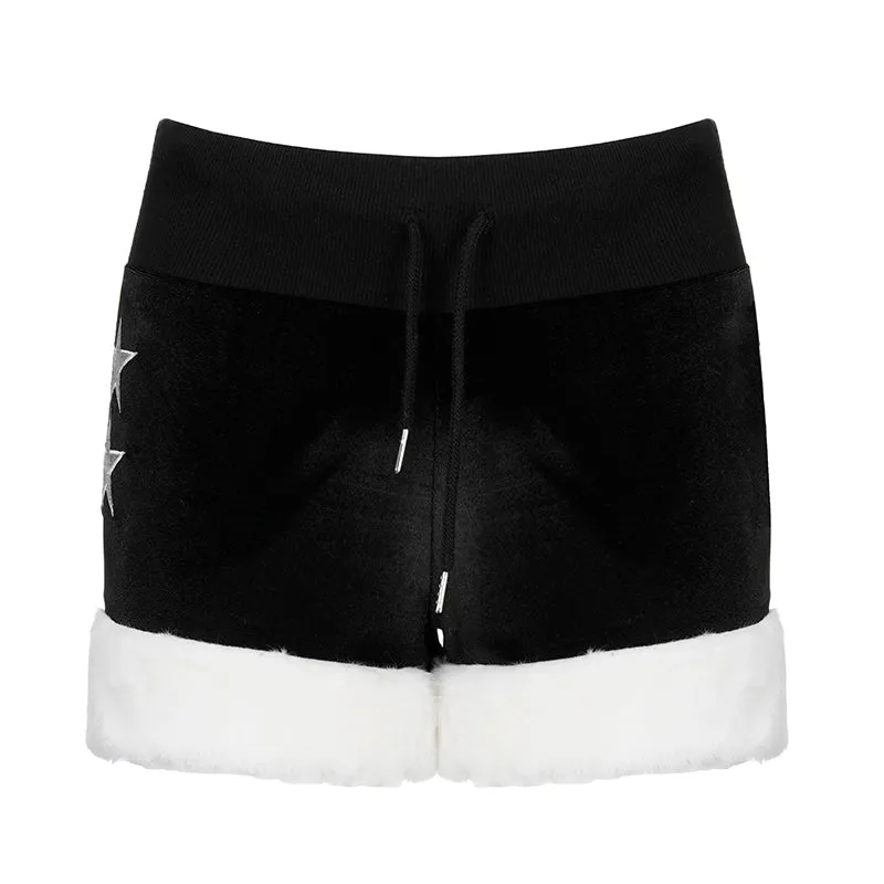Black Plush Shorts  UB96063