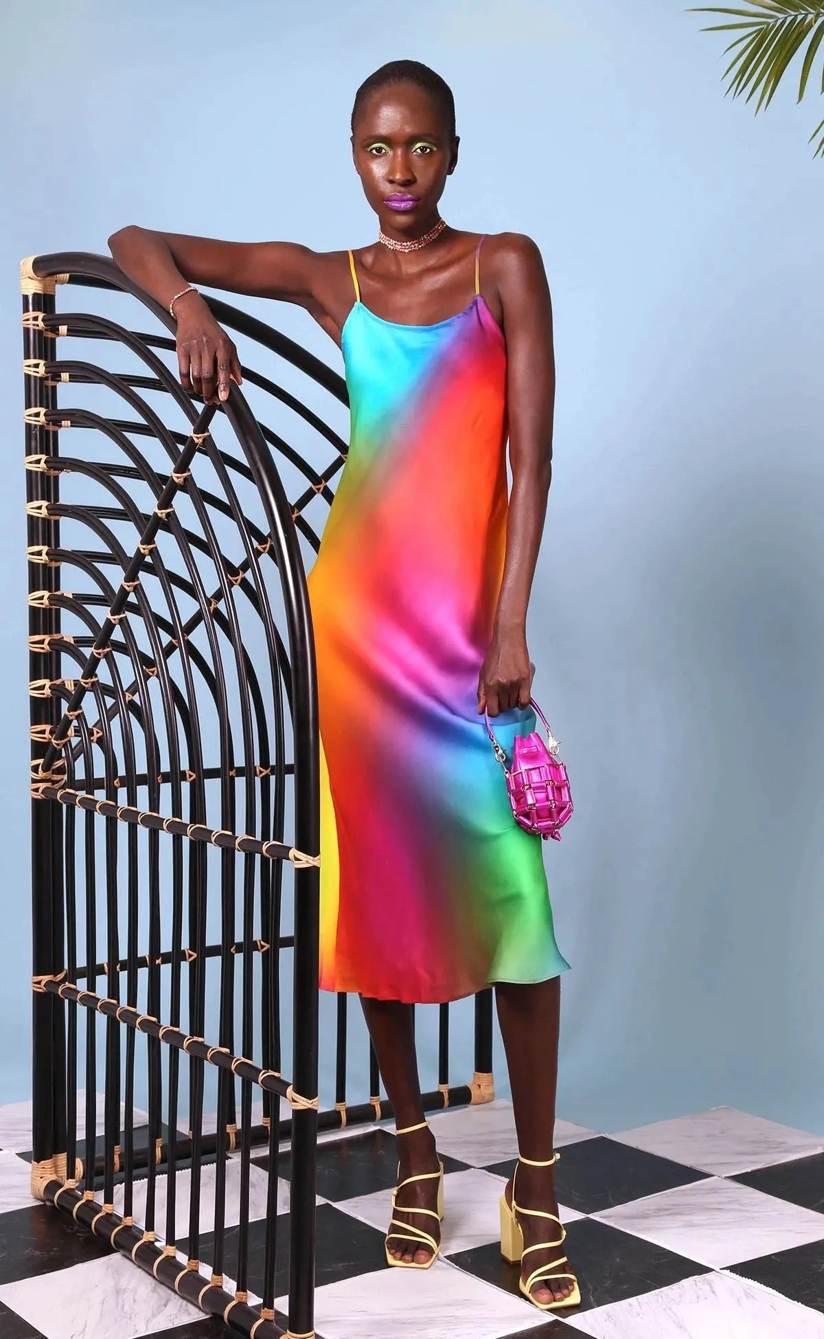 BruceGlen Rainbow Gradient Silk Slip Dress