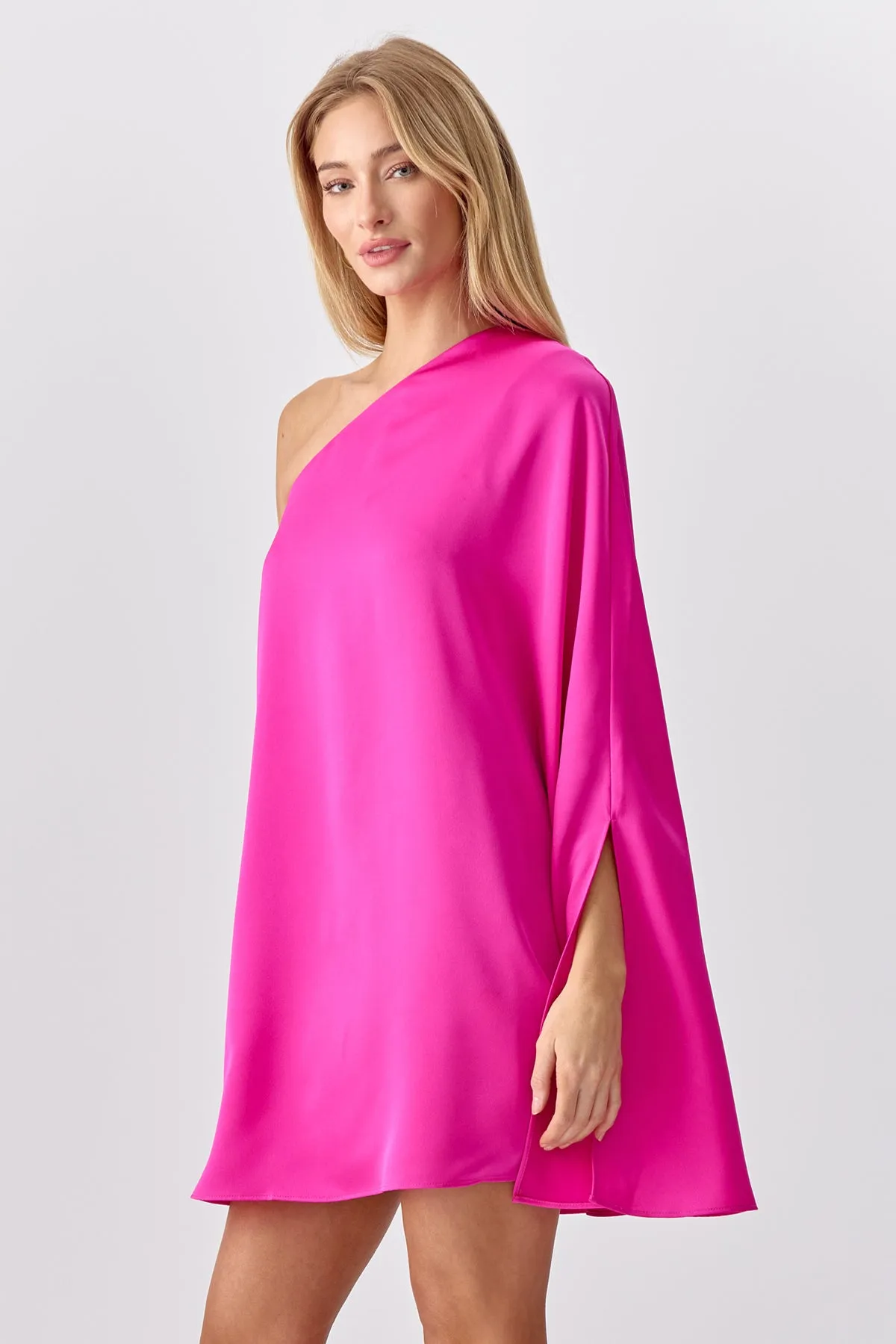 Cameron One Shoulder Cape Dress