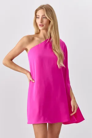 Cameron One Shoulder Cape Dress