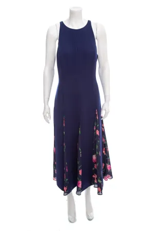 Carolina Herrera Navy & Floral Detail Sleeveless Dress SZ 10 NWT