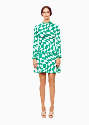 Chantal - Tubular Womens, Jacquard Knit, White and Emerald Green Jacket