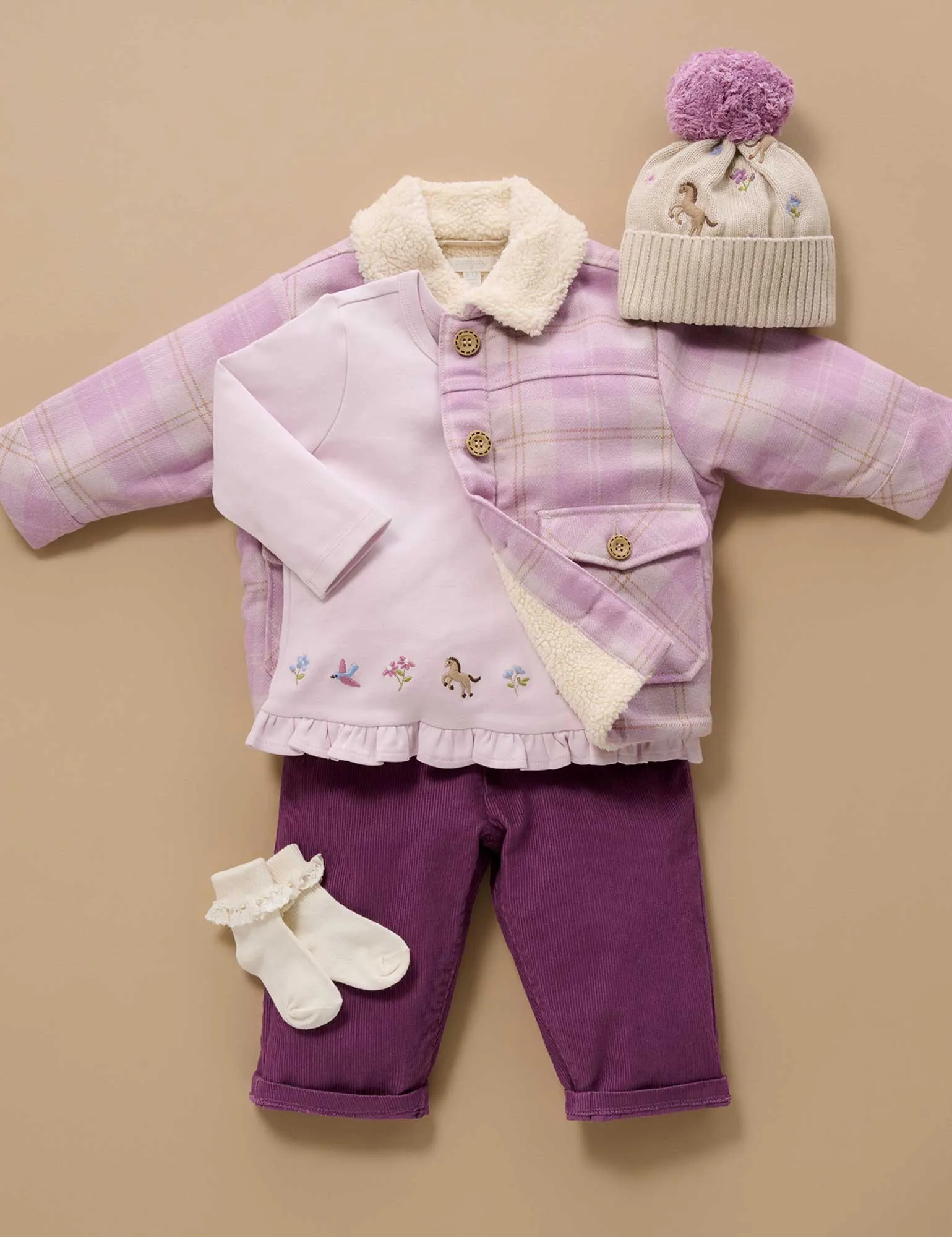 Check Sherpa Jacket - Purple