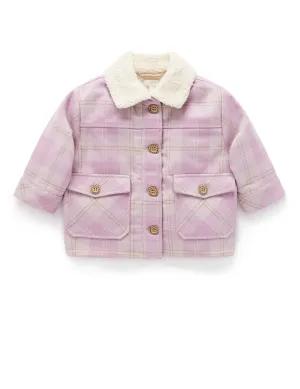 Check Sherpa Jacket - Purple