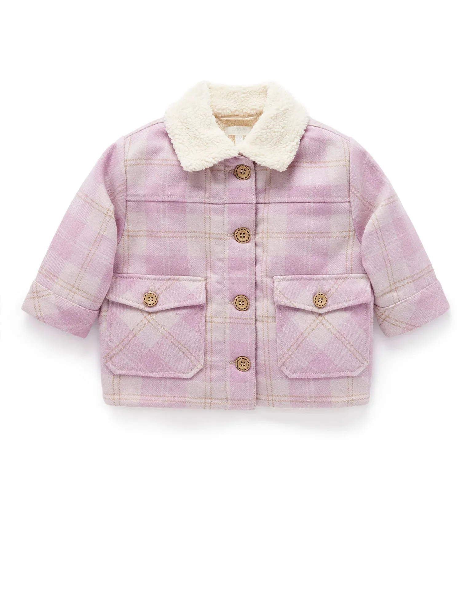 Check Sherpa Jacket - Purple