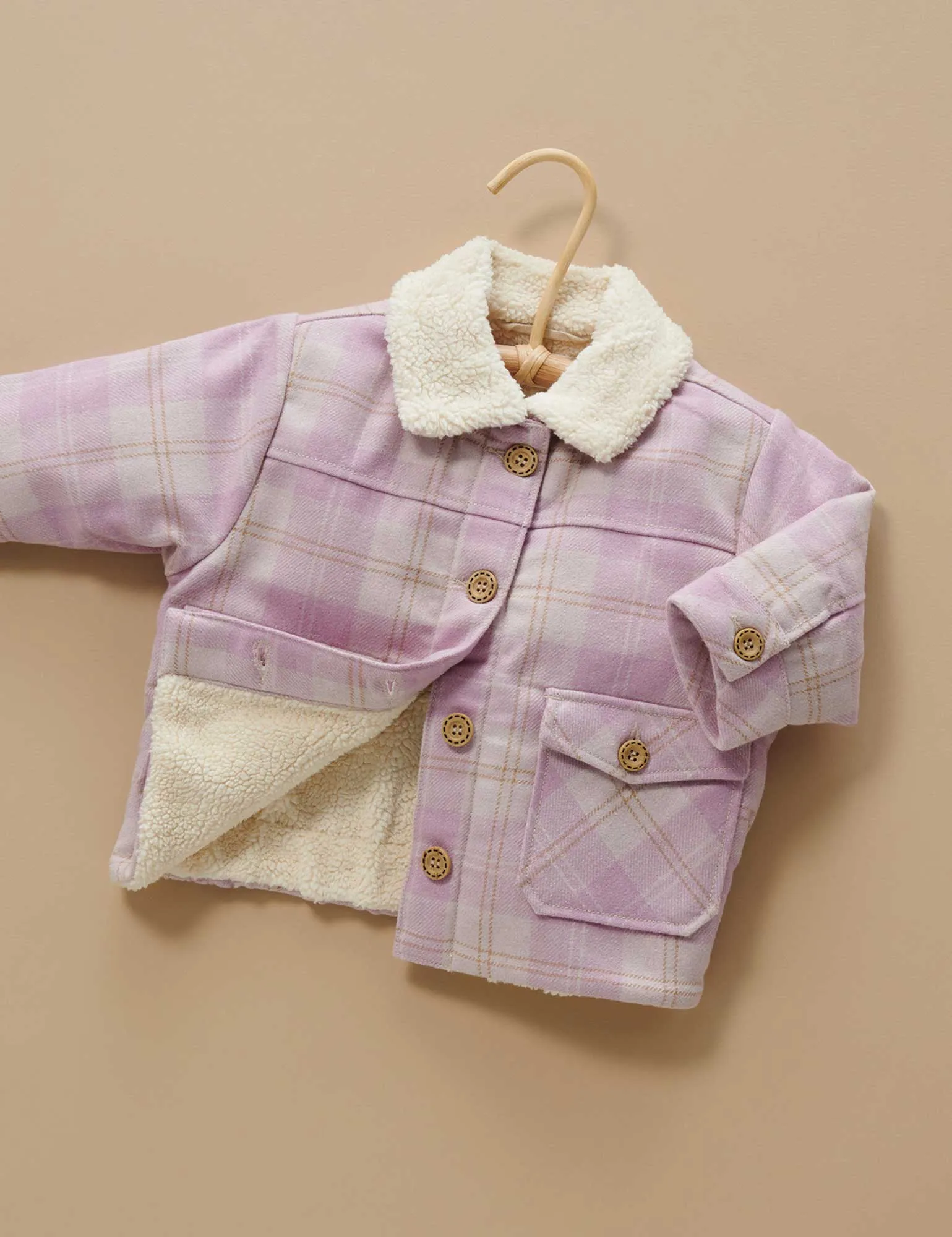 Check Sherpa Jacket - Purple