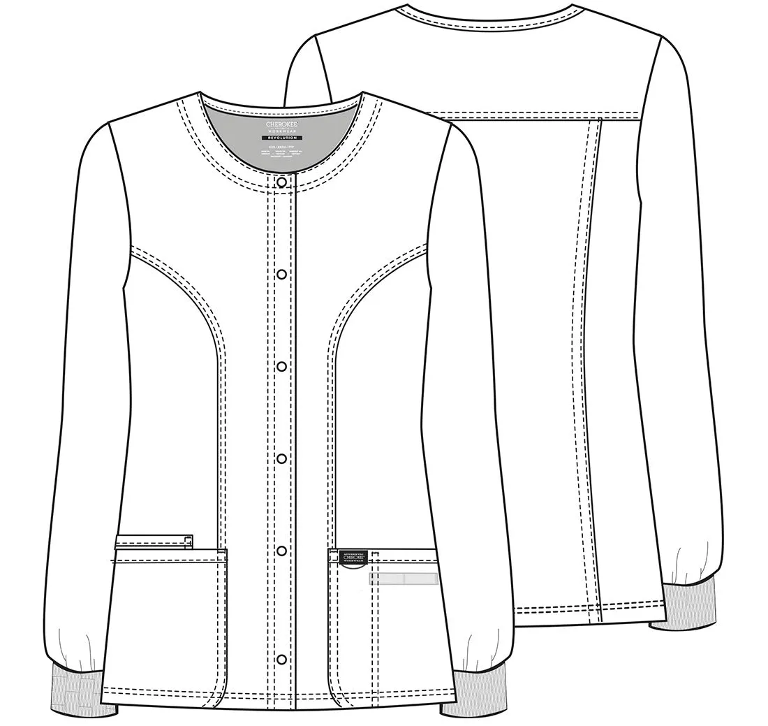 Cherokee Workwear Revolution 3 Pocket Snap Front Jacket (WW310), Pewter