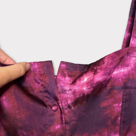 CINQ A SEPT Tie Dye Alexa Dress Size 6 Slip Dress Purple Long Maxi Satin