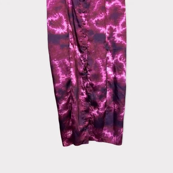 CINQ A SEPT Tie Dye Alexa Dress Size 6 Slip Dress Purple Long Maxi Satin